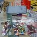 Fabric scrap Bag surprise Destash no 5 buttons heishi beads ribbon pendant