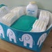 NEW Fabric Diaper Caddy - Fabric organizer storage bin basket - Perfect for your nursery - Turquoise Elephants
