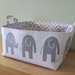 NEW Fabric Diaper Caddy - Fabric organizer storage bin basket - Perfect for your nursery - Grey Elephants