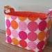 LARGE Fabric Organizer Basket Storage Container Bin - Size Large - Disco Dots Pink and Orange