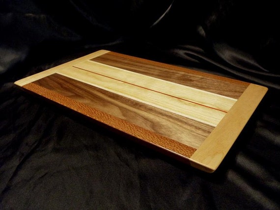 Warm Tones Wooden Cutting Board w/ Cherry End Caps