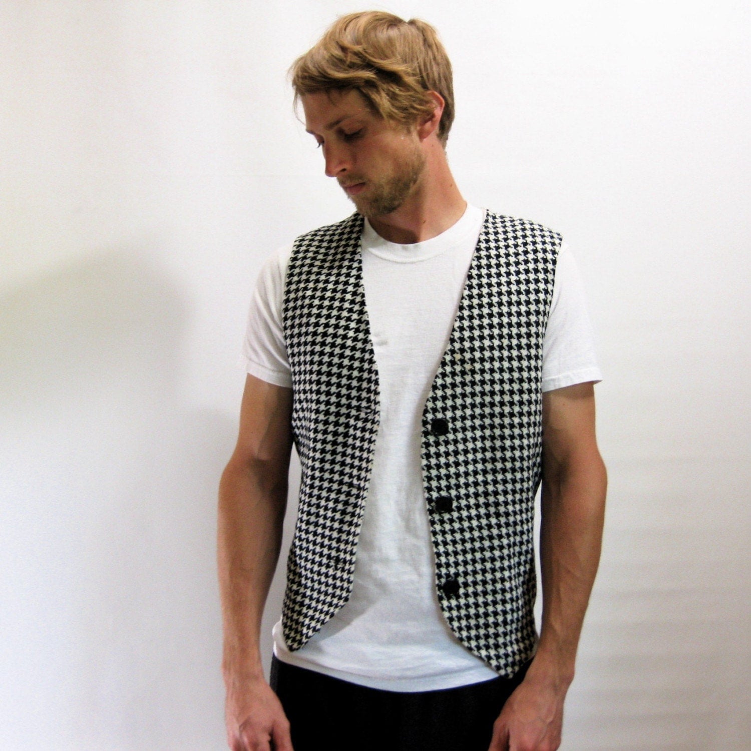 vintage wool houndstooth vest