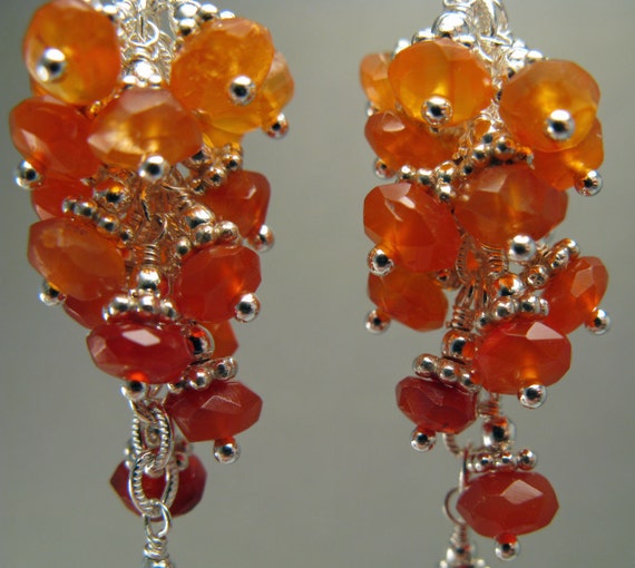 Luscious Orange Carnelian and Sterling Silver Cluster