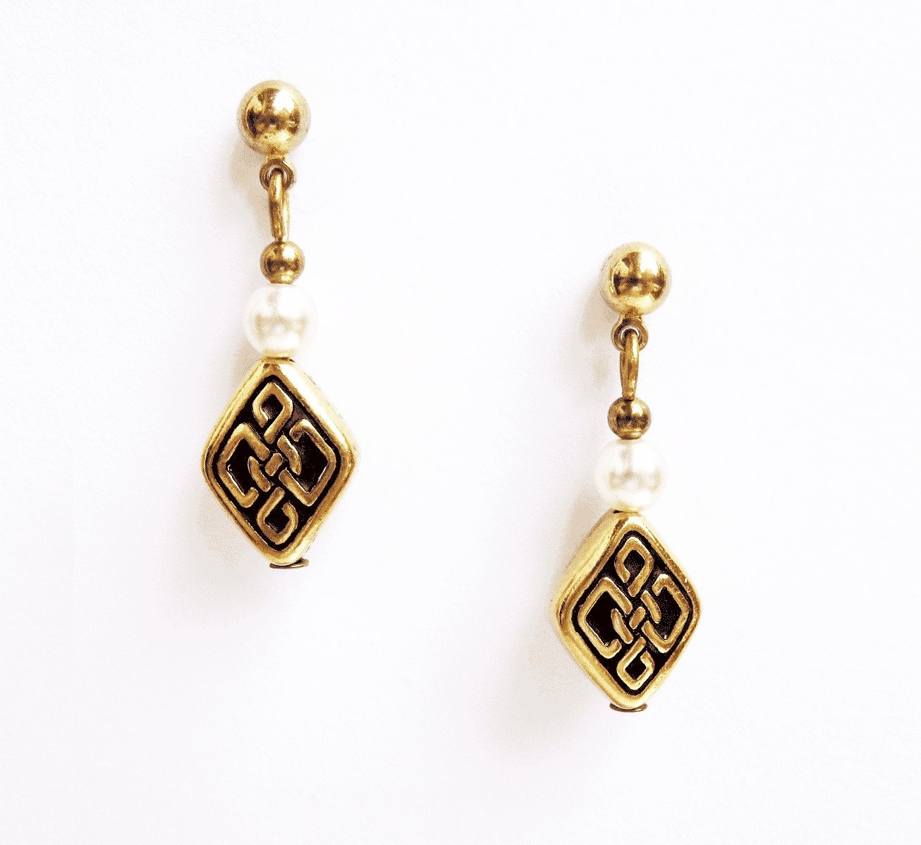 Gold Celtic Earrings Diamond-Shaped Celtic by SkyeDancerJewelry