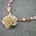 Reserved: REAL Small Cream TEA ROSE and Peach Opal, Aventurine, Pearl Sterling Silver Necklace