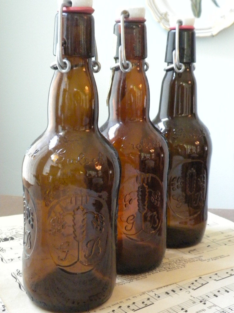 Vintage Amber Colored Grolsch Bottles