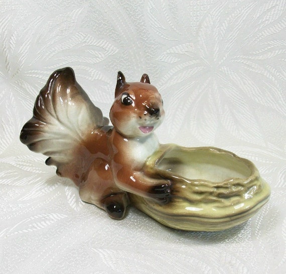 Vintage Squirrel Planter Ceramic Candy Dish by PeachyChicBoutique