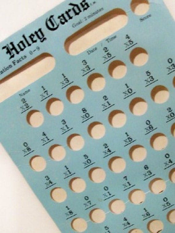 Multiplication Facts Holey Cards Ephemera