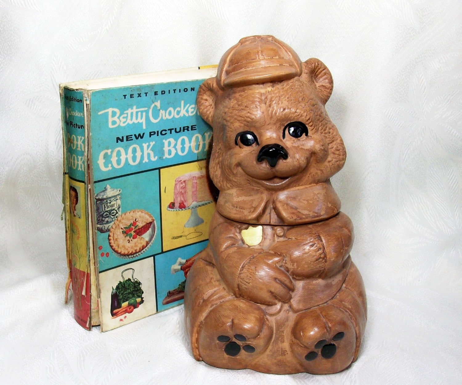 Vintage Teddy Bear Cookie Jar Kitsch Kitchen Hirsch 1960 Brown