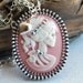 Skelton Girl In Pink Vintage Zipper Pendant Necklace