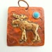 Artisan Copper, Brass and Turquoise Moose Pendant Finding