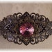 New Vintage Victorian Filigree Rose/Pink Rivoli Swarovski Crystal Cuff Bracelet - BEAUTIFUL