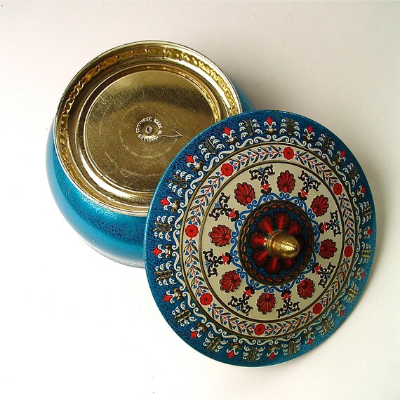 vintage Ornate Floral Decorative Tin Container