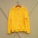 vintage Canary Yellow Acrylic Cable Knit Cardigan Sweater