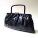 vintage Black Ruched Faux Leather Purse