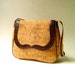 vintage Cork Fabric Purse with Brown Leather Trim