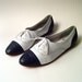80s vintage Bass Navy Blue and White Leather Spectator Shoes