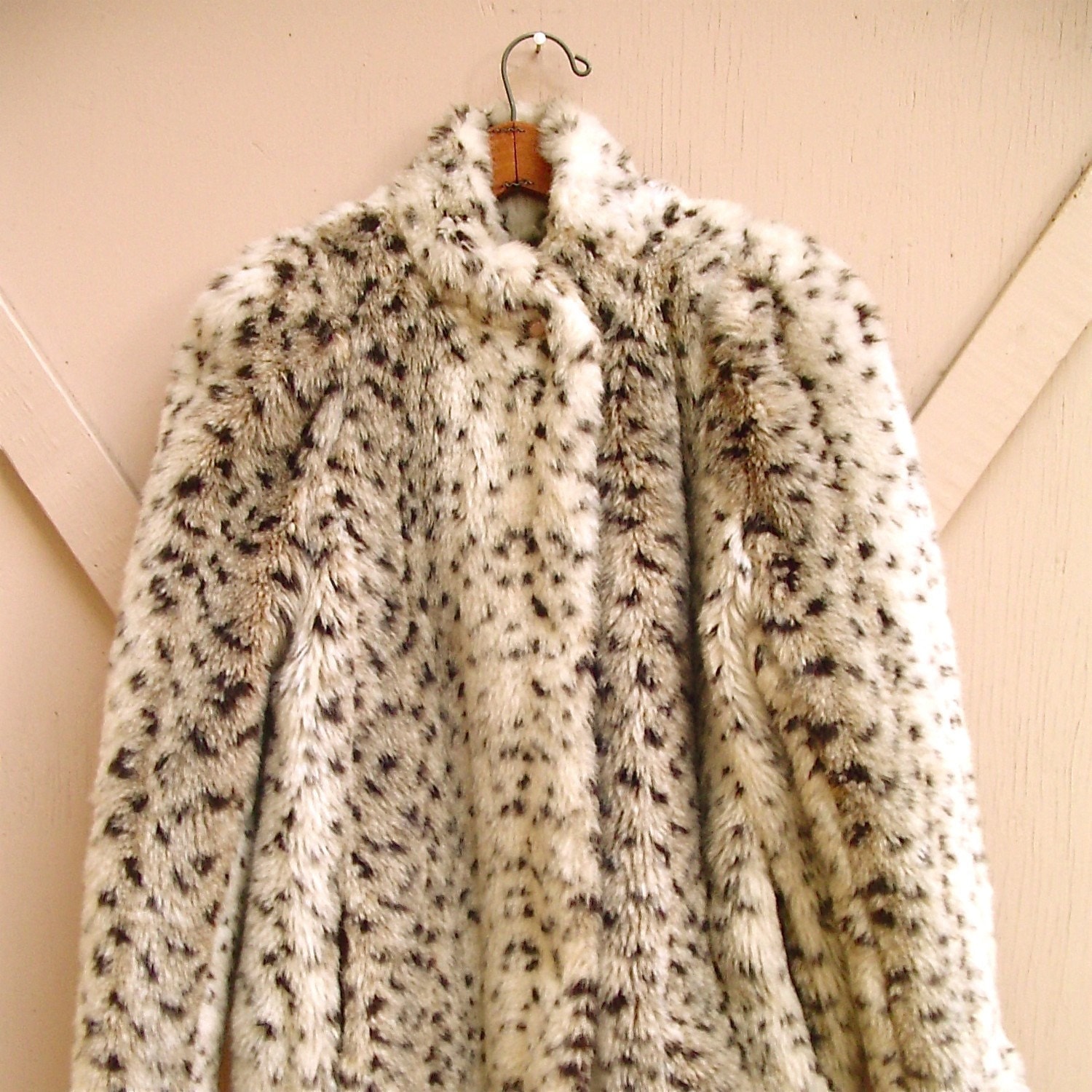 vintage Snow Leopard Faux Fur Coat