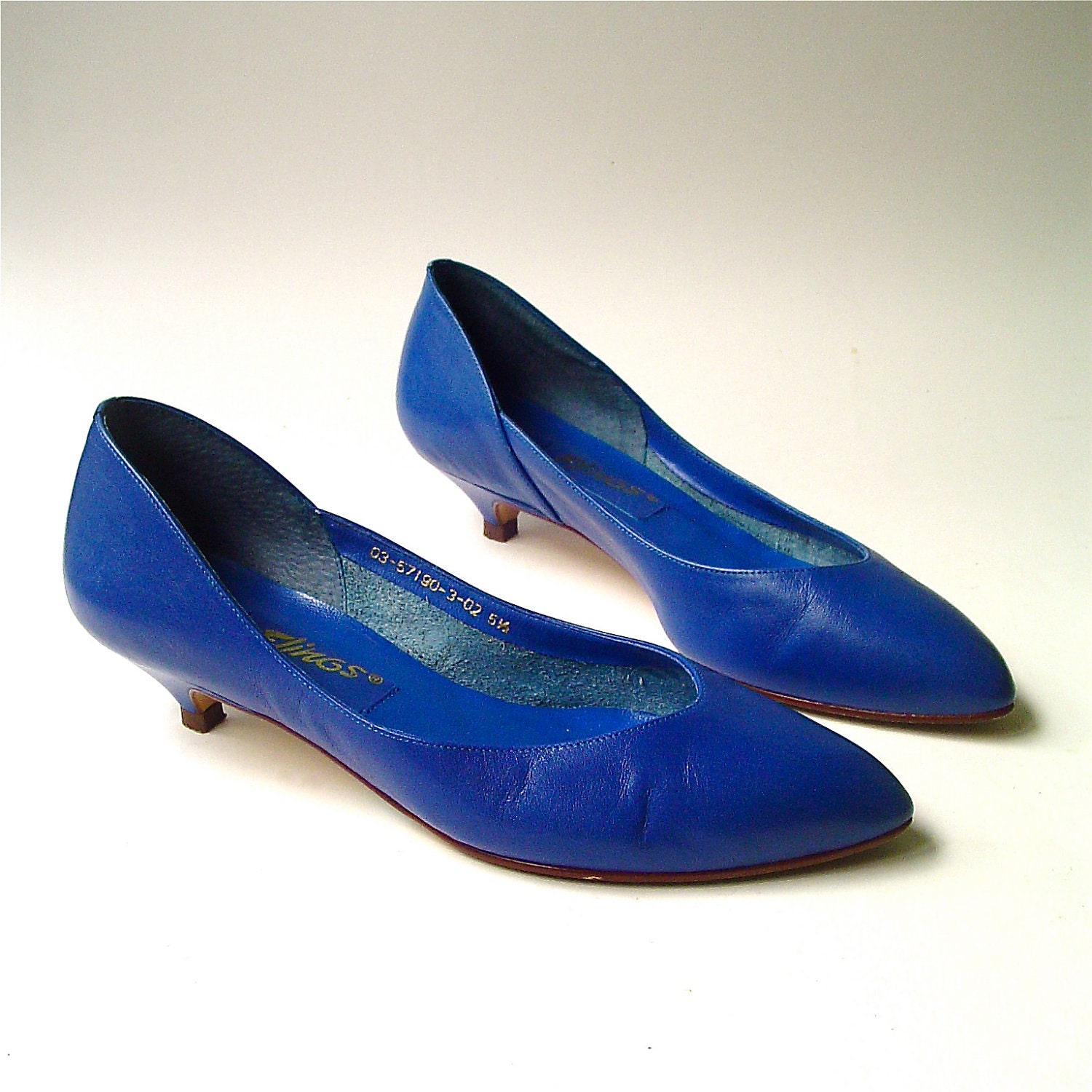 cobalt blue kitten heel shoes