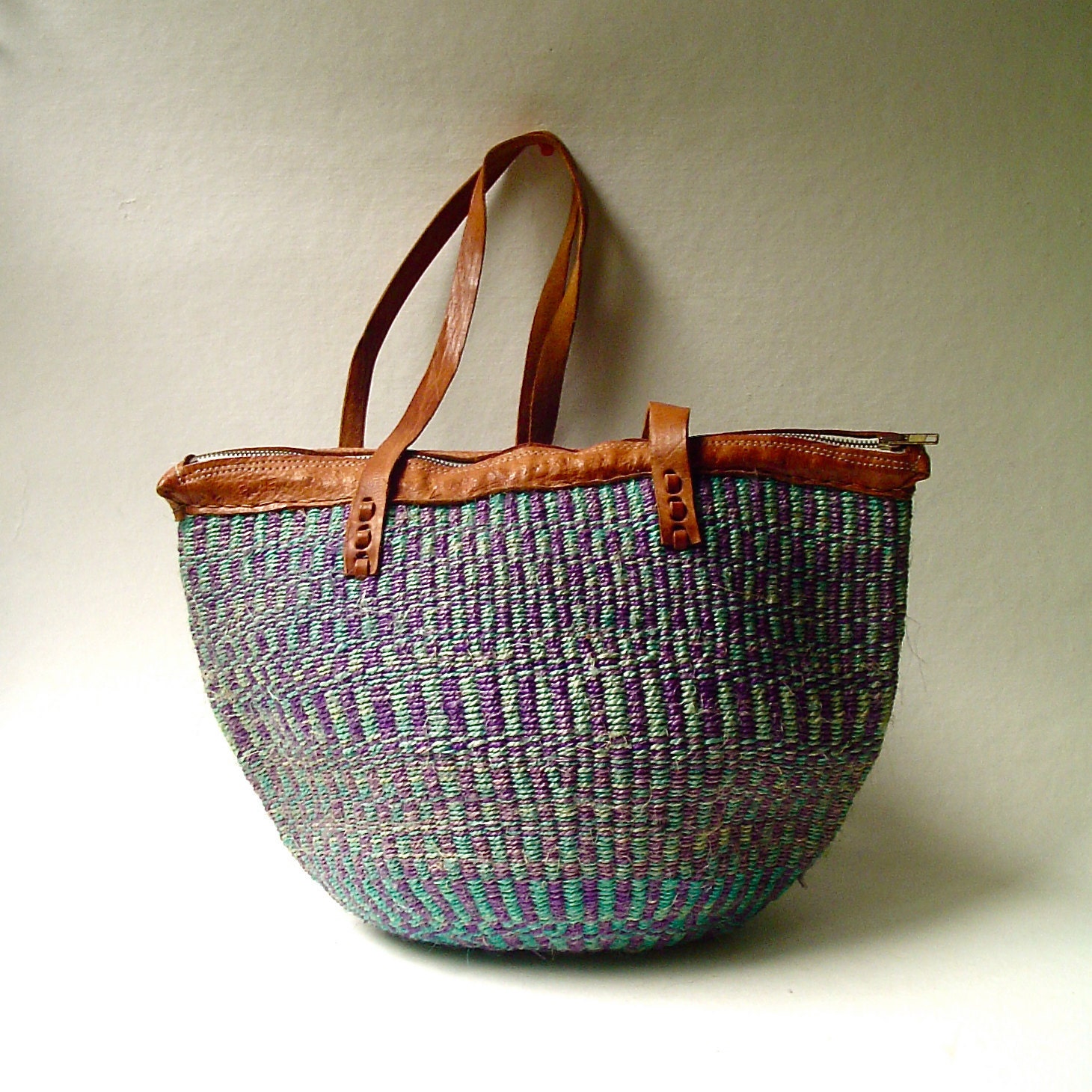 vintage Seaside Woven Straw Market Basket