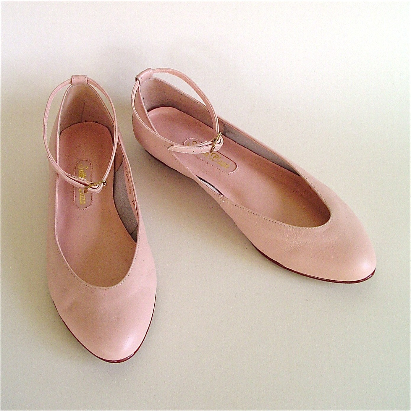vintage 80's Pink Ankle Strap Flats