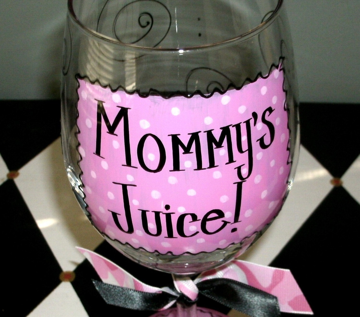Pink Mommys Juice Wine Glass By Winewhimsy On Etsy 