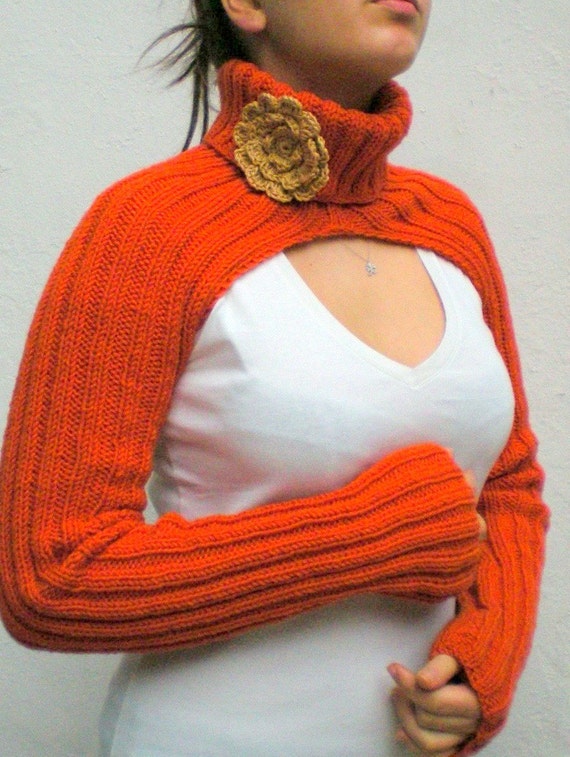 Knitting Hand Knit Turtleneck Glove Shrug by crochetbutterfly