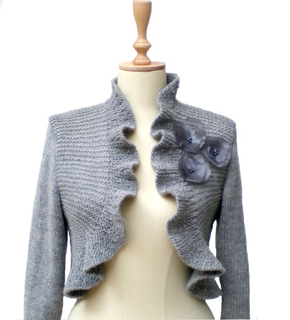 Wedding Ruffle Bolero Bridal Shrug Wool Shawl By Crochetbutterfly