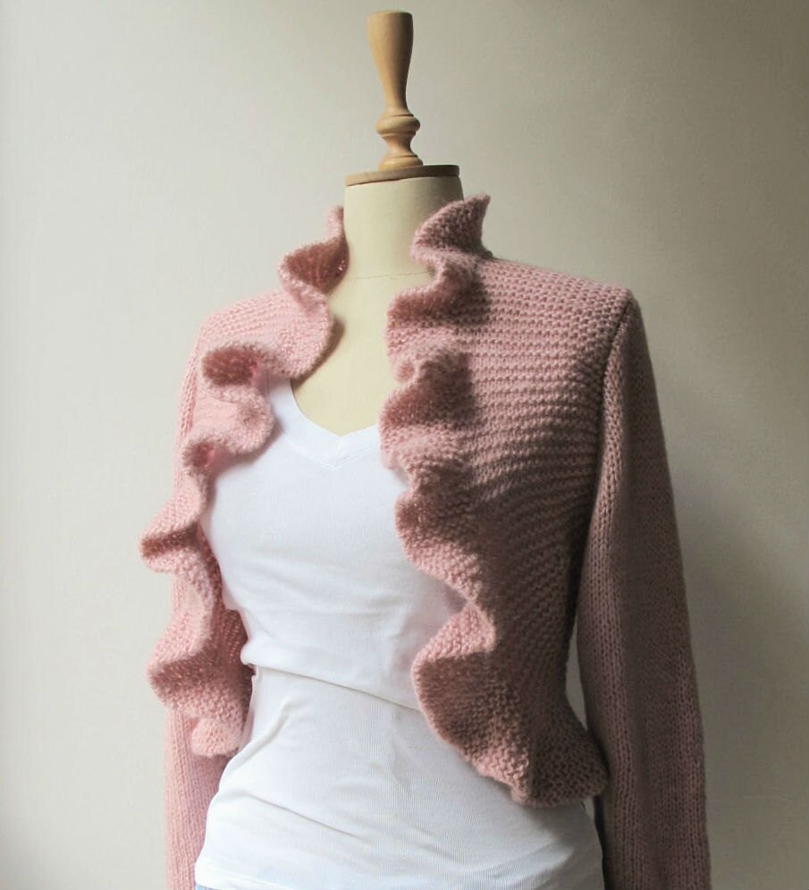 Long Sleeve Bridal Ruffle Bolero Wedding by crochetbutterfly