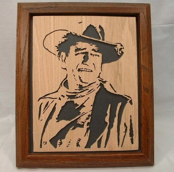 John The Duke Wayne Framed Wood Silhouette Art by CraftWorkDesigns