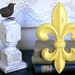 Cast Iron Upcycled Sunny Yellow Wall Decor French Fleur De Lis