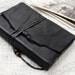 ON SALE - Soft Black Botanical Book - Reclaimed Black Leather Journal with Archival White Pages & Vintage Botanical Illustration