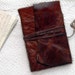 A Daisy for Your Thoughts - Caramel Brown Leather Journal with Tea Stained Pages & Vintage Ink Stamp