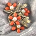 Vintage Tangerine Tango Color Pin with Faux Pearls and Rhinestones Vintage Jewelry