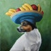 Chiquita, Jack Russell, Banana, Hat, Fruit, Tropical, islands, Original Painting by Clair Hartmann