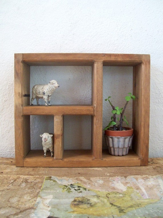 Rustic Wooden Cubby a Primitive Display Shelf