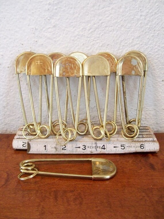 GIANT Safety Pins Golden Laundry or Horsepins