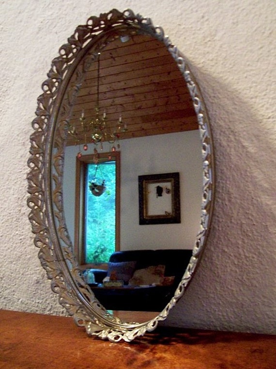 Vintage Oval Mirrored Vanity Tray Perfect for Anything