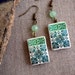 Portugal Antique Tile Replica Earrings, Aveiro Art Nouveau- Gray Green - waterproof and reversible