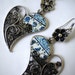 Portugal Lisbon Delft Blue Antique Tile Replica 1837 in Filigree Heart of Minho Earrings Reversible
