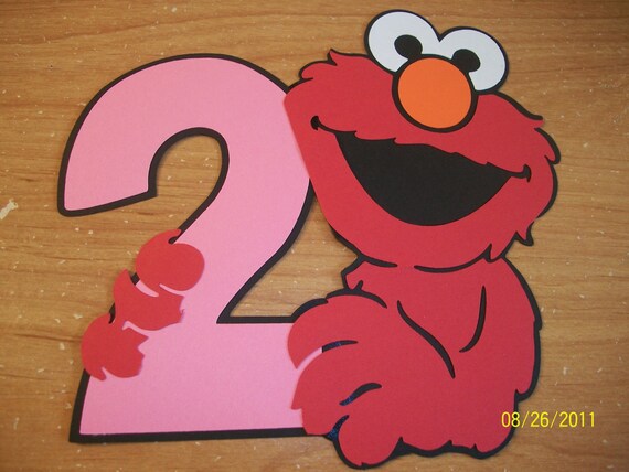 elmo holding a number 2 in your color choices die cut set