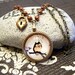 Brown Owl Cameo Necklace with Heart Keyhole Charm, Fall Autumn Pendant Necklace Set with Earrings