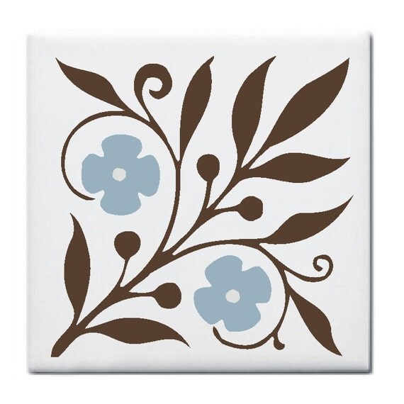 Tile Decals Stickers Flowers and Leaves Design Choose Color