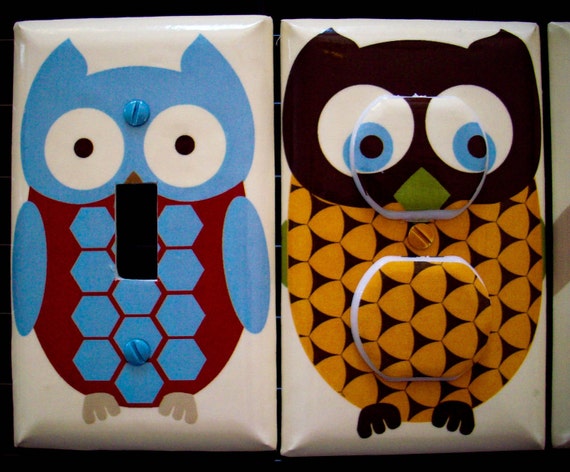 Light Switch Plate Cover Outlet Covers Cute Owls Theme