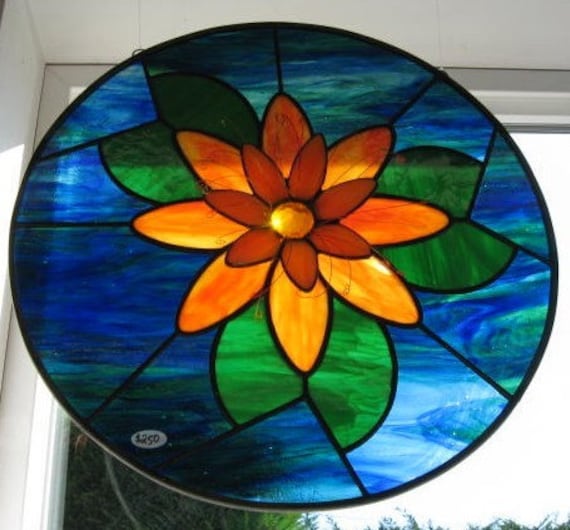 3-D Stained Glass Water Lily Window by CKGLASSWORKS on Etsy