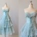 vintage 1950s Dress / 1950s Prom Dress / Strapless Dress / Ruffles and Bows