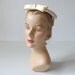 vintage 1950s Hat / 50s Fascinator Hat / Bridal Hat / White Linen Hat