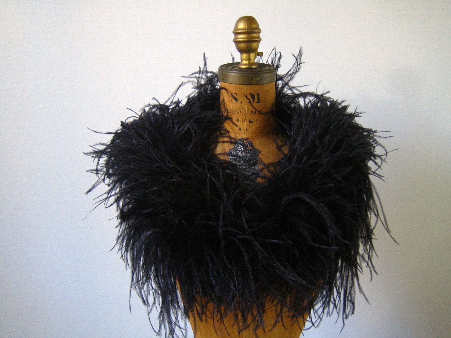 vintage Jet Black Ostrich Feather Boa