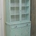 Shabby 1940's Aqua Painted China Cabinet \/ Cupboard - Chic