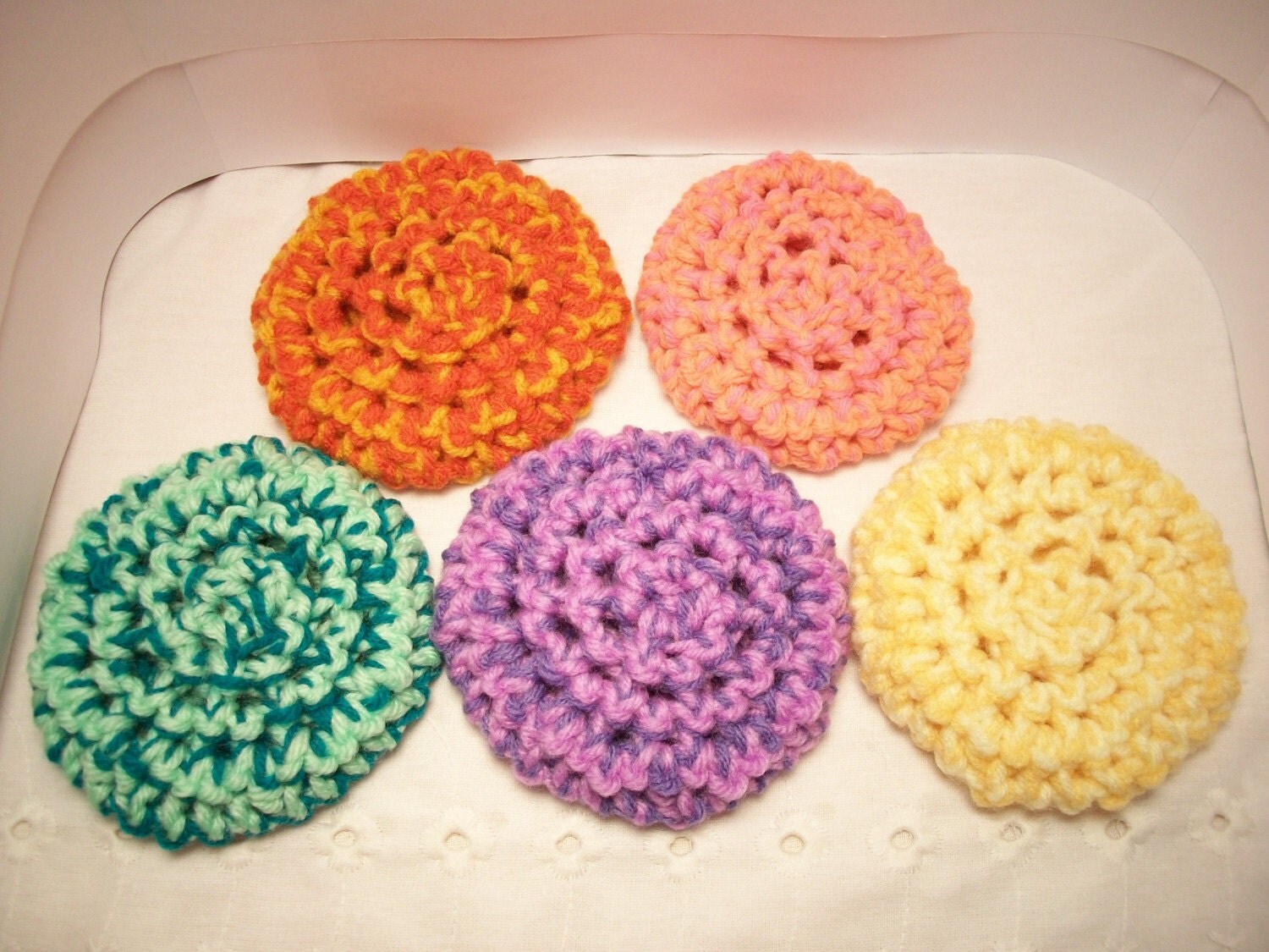 Yarn Scrubbies. Nice facial scrubbie for you.